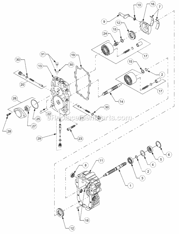 Hydrostatic Pump Diagram and Parts List for GT2521-48 13A-278M710 Cub Cadet Lawn Tractor